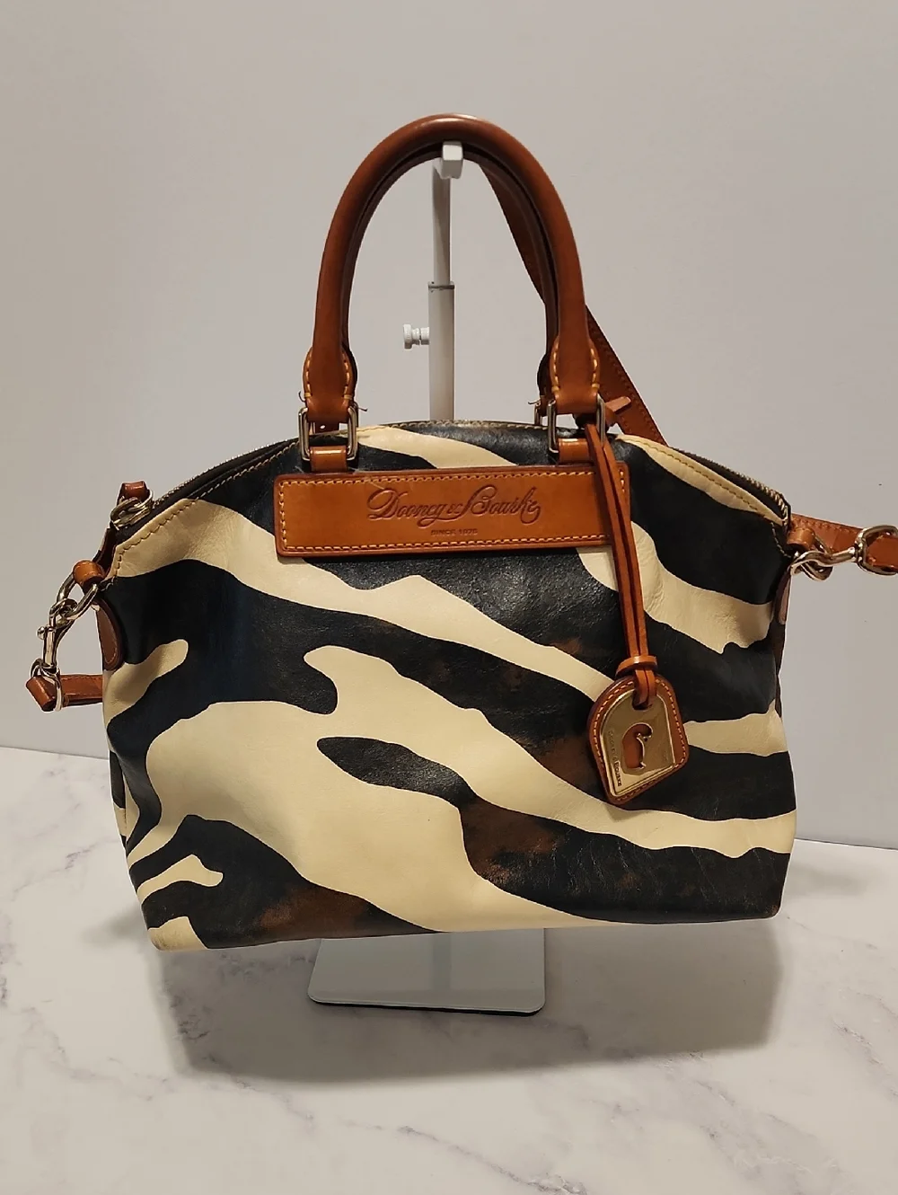 Dooney & Bourke Florentine Vacchetta Vintage Zebra Print Leather  Purse